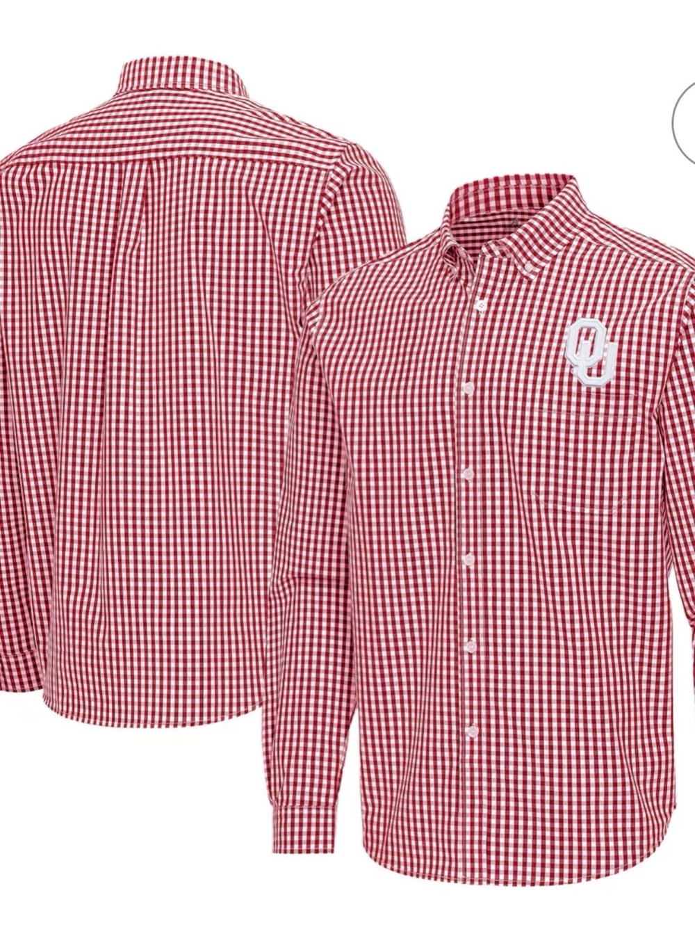 Antigua Red and White Gingham Button-Down Shirt